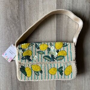 Embellished Lemon Pattern Shoulder Bag